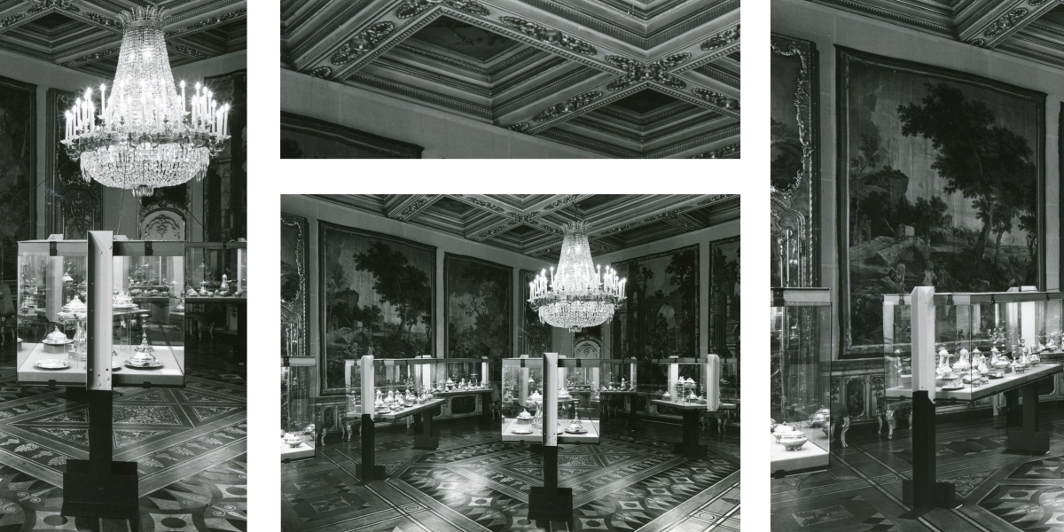 Mostra del Barocco Piemontese (Torino, Palazzo Reale, Palazzina di Stupinigi, Palazzo Madama, giugno - ottobre 1963), Torino, Palazzo Reale, Sala VI - Arazzi della Fabbrica di Torino e argenti