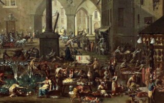 Magnasco, Mercato del verziere, 1733 ca., Castello Sforzesco di Milano (particolare)